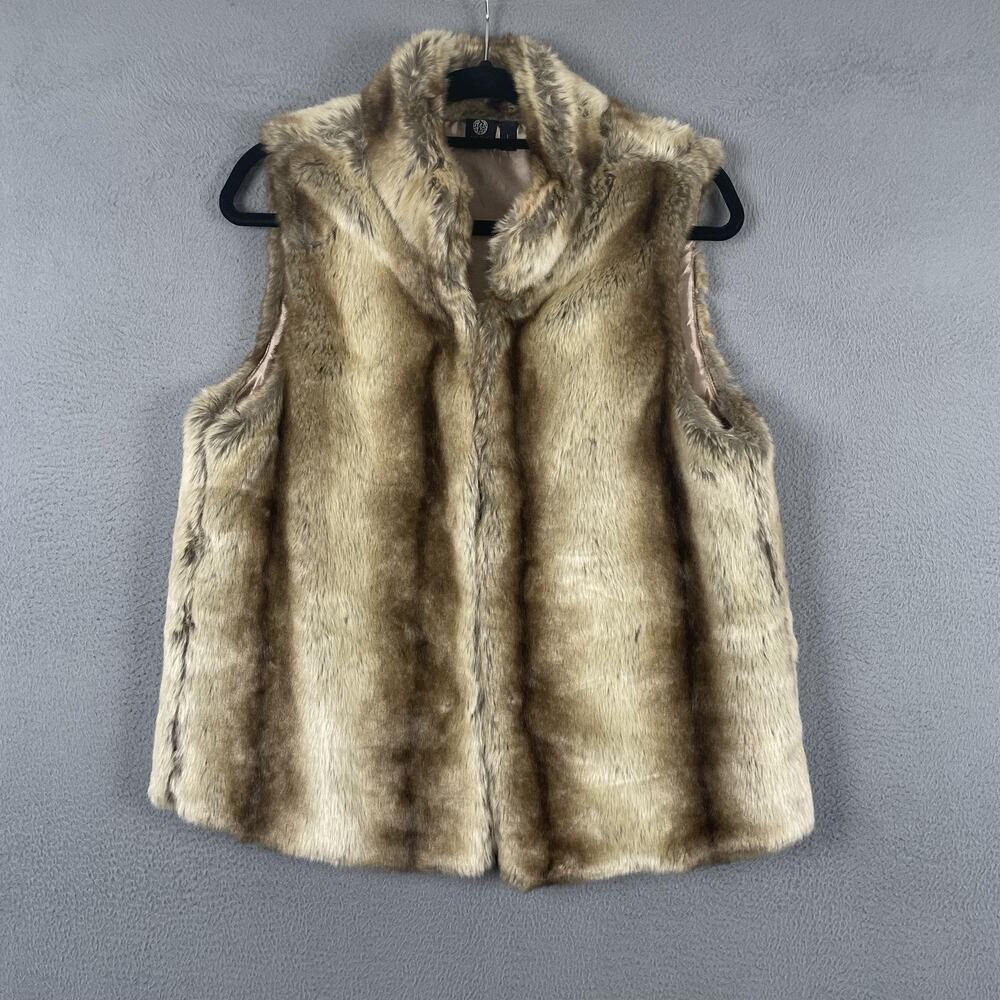 Woodland Vest Womens L Brown Cashmere Blend Shearling Lined Collared Relaxed
